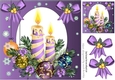 Lovely stripe christmas candle arrangement with baubles (purple) 8x8