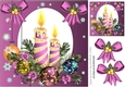 Lovely stripe christmas candle arrangement with baubles (pink) 8x8