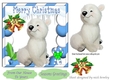 cute baby polar bear in blue festive christmas frame