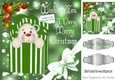 teddy in christmas green box with corner bow 8x8