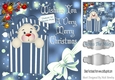 teddy in christmas blue box with corner bow 8x8
