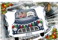 Santa in blue car with rudolph A4