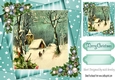Lovely church scene in the snow with baubles 8x8