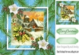 Village in the snow with holly & flowers 8x8