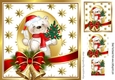 teddy with bow and bell and gold stars 8x8