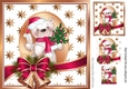 teddy with pink bow and bell and gold stars 8x8