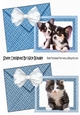 Two cute puppies and kitten card fronts envelope effect (blue) A5