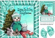 Cute teddy with christmas tree in the snow (turq) 8x8