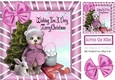 Cute teddy with christmas tree in the snow (pink) 8x8