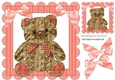 cute furry effect teddy bear with peach bows 8x8