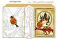 Lovely Snow Scene with church gold glitter & border bow with robin folded book