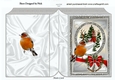 Lovely Snow Scene with church silver glitter & border bow with robin folded book