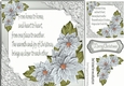 pretty silver corner poinsettias and ornate frame card front with verse 8x8