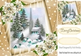 Lovely Winter Scene with stars and flowers (gold) 8x8