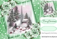 Lovely Winter Scene with stars and flowers (green) 8x8