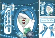 Drink and be Merry With toony glass & fairy lights (blue) 8x8