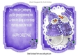 Lovely Illuminated snowmen on lace with poisettias card front/insert (purple)