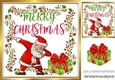 Santa doing a dab dance doing the trendy dance with gift 8x8