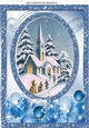 Going to the church on christmas in the snow (blue) A4