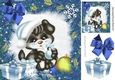 Cute puppy with presents and blue bow 8x8