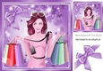 Shop to you drop! with lots of shopping goodies (purple) 8x8