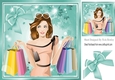 Shop to you drop! with lots of shopping goodies (turq) 8x8
