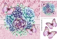 Pretty Painted Flowers with pink butterflies & lace 8x8