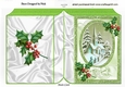 pretty church scene in green with holly oval pyramids folded book