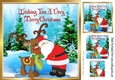 Santa Hugging Rudey the Reindeer in the snow 8x8