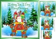 Santa in his sleigh with reindeers in the snow 8x8