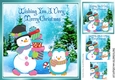Snowman with presents and little bird in the snow 8x8