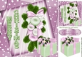 Christmas pink festive Arrangement with present 8x8