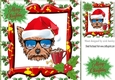 Sketch of yorkie dog in santa hat in festive frame 8x8
