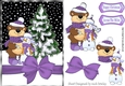 Bear and snowman best of friends with purple bow A5