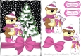 Bear and snowman best of friends with pink bow A5