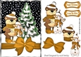 Bear and snowman best of friends with gold bow A5
