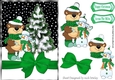 Bear and snowman best of friends with green bow A5