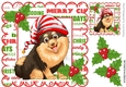 Lovely brown dog in santa hat with holly 8x8