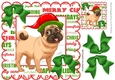 Lovely Pug in santa hat with green bows 8x8