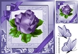 A single pretty purple rose with corner bow in ornate frame 8x8