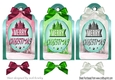 Lovely christmas tags with bows and sentiment (turq edge)
