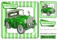 Vintage forest green car in stripe 8x8 frame