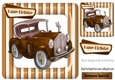 Vintage brown car in stripe 8x8 frame