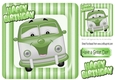 toony green campervan in stripe 8x8 frame