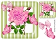 pretty big pink rose with buds in stripe 8x8 frame