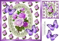 Pretty shades of pinks and lilac roses with butterflies 8x8