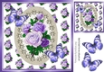Pretty shades of lilac and purple roses with butterflies 8x8