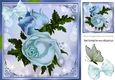 Pretty vintage blue roses with butterfly 8x8