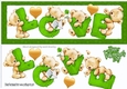 Four lovely love bears green DL