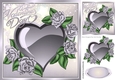 pretty silver heart and silver roses for valentines 8x8